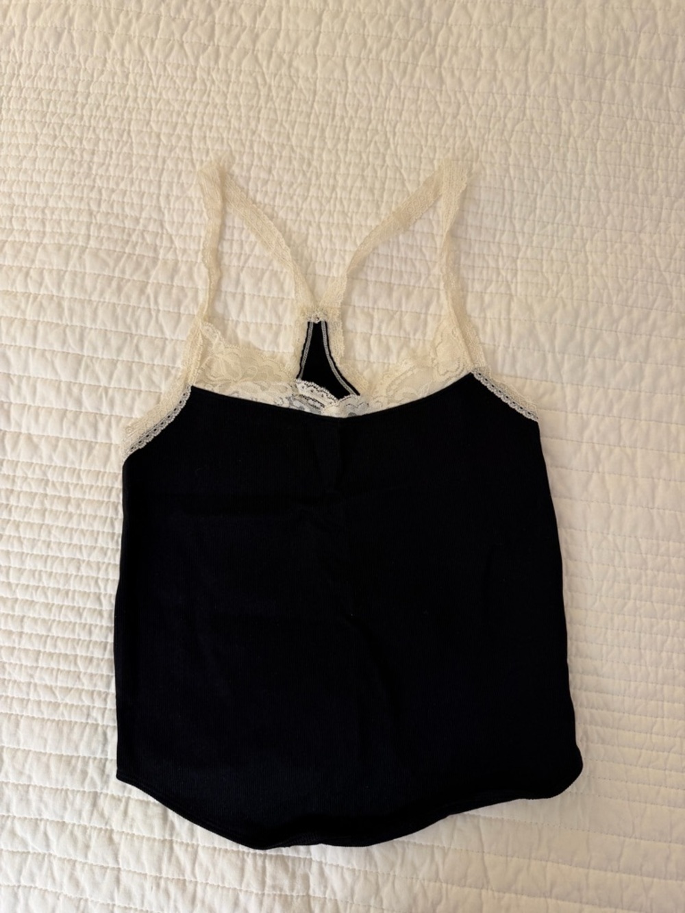 Forever 21 Black Camisole with Cream Lace Trim